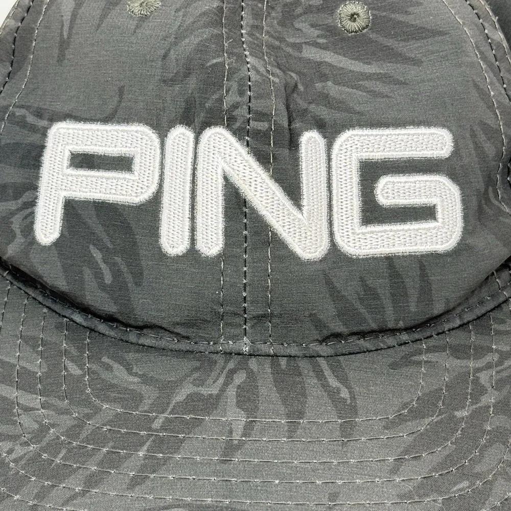 PING Golf Hat Cap Men's Gray Strap Performance Floral Sportswear Hawaiian Preppy